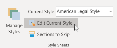 Figure 3: The Edit Current Style button