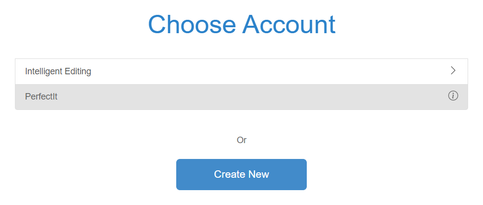 Choose an account or create a new one